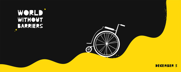 Wheelchair flat hand drawn vector illustration
