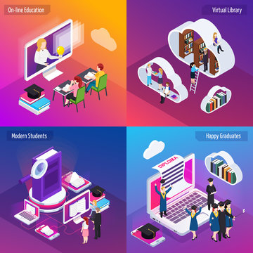 E-learning Isometric Concept