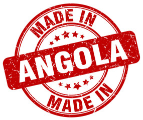 made in Angola red grunge round stamp