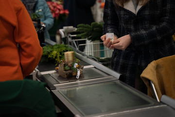 woman bought very beautiful Christmas candles on sale before Christmas and Advent