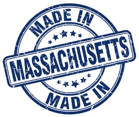 made in Massachusetts blue grunge round stamp