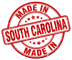 made in South Carolina red grunge round stamp