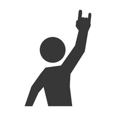 man with hand rock and roll sign