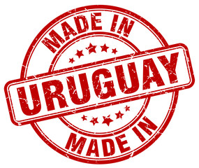 made in Uruguay red grunge round stamp