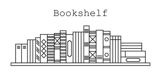 Bookshelf icon. Vector illustration for coloring book. © Darya