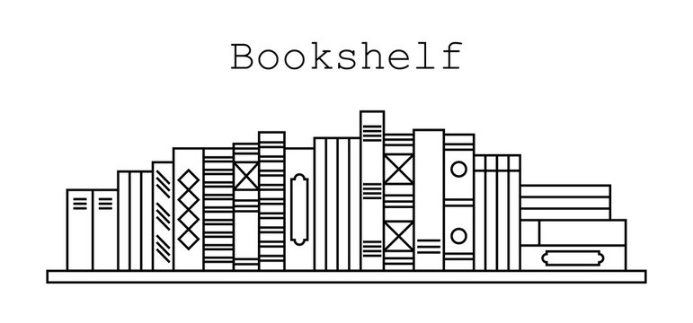 Bookshelf icon. Vector illustration for coloring book.