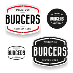 Burgers vintage label set - obrazy, fototapety, plakaty