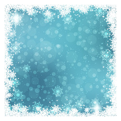 Merry Christmas and Happy New Year blue vector background with stars and snowflakes