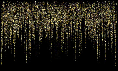 Naklejka na ściany i meble Garland lights gold glitter hanging vertical lines vector holiday background.