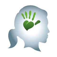 Obraz premium woman head profile ecology icon