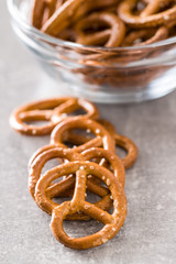 Salted mini pretzels snack.