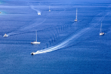 Boats entering Vis port, Croatia