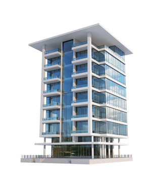 Modern building isolated on a white background. 3d illustration