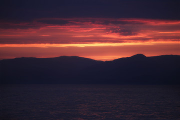Sunset over lake Baikal