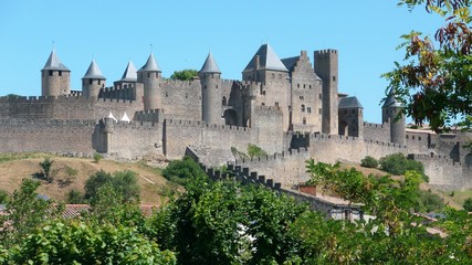 Fototapeta na wymiar Vue sur les remparts de Carcassonne (France)
