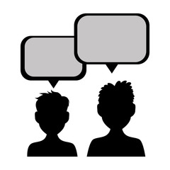 people teamwork silhouette with speech bubble