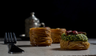 Turkish delights - baklava traditional sweets with turkish coffee