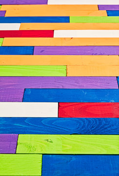 Colored wood stick parquet perspective