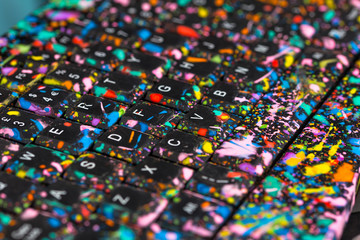 colourful computer keyboard isolated on black background