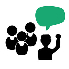 people teamwork silhouette with speech bubble