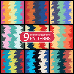 Set of seamless halftone transition vector patterns in retro color palette. Vintage fashion style.