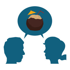 couple profile silhouettes with coconut cocktail