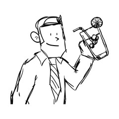 young man with cocktail cup
