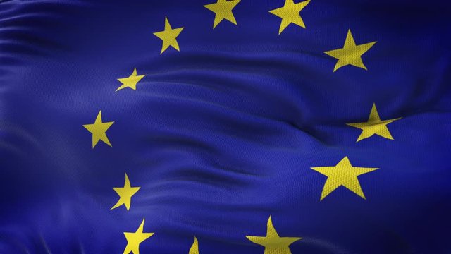 Flag of European Union waving. Seamless loop with highly detailed fabric texture. Loop ready in 4k resolution.