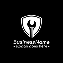 Shield repair logo design template. Vector and illustration.