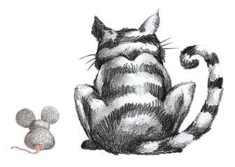 Katz und Maus, Illustration von Kathrin Schwertner 