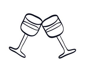 wine cups toasting isolated icon