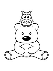 vogel eule haustier kuscheltier kopf uhu teddy grizzly bär bärchen comic cartoon clipart süß niedlich design
