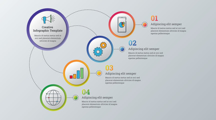Creative infographics template, business data visualization. Process chart. Abstract elements of graph, diagram with steps, options, parts or processes. Vector business template for presentation.