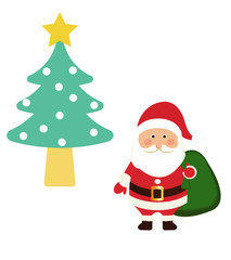 Santa Claus with gift bag on Christmas tree background.Santa Claus Christmas. Santa Claus with gift bag. Christmas festival Gimmick gift . symbol of the beloved childhood. Santa Claus.