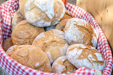 Loafs of bread in the basket.