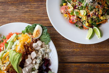 Salad on wood table