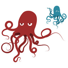 Two octopus forgiven. One of the sad, the other indifferent