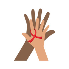 hands with red ribbon hiv fight