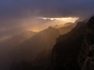 Fototapeta na wymiar Stormy sunrise at Yavapai Point, Grand Canyon National Park, Arizona