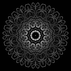 Hand-Drawn Henna Ethnic Mandala. Circle lace ornament. Vector illustration. for coloring book, greeting card, invitation, tattoo. Anti-stress therapy pattern.