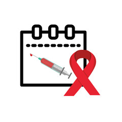 syringe with red ribbon hiv fight
