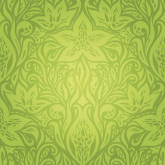 Green Floral Retro vintage wallpaper vector design background