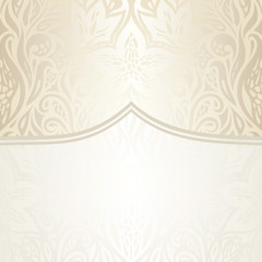 Wedding Floral decorative vintage Background Ecru Bege pale wallpaper pattern design 