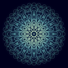 Fototapeta na wymiar Hand-Drawn Henna Ethnic Mandala. Circle lace ornament. Vector illustration. for coloring book, greeting card, invitation, tattoo. Anti-stress therapy pattern.