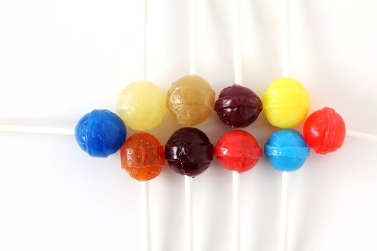colorful lolypop isolated sweet candy concept white background with copy space