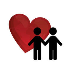 male gay couple silhouette with heart