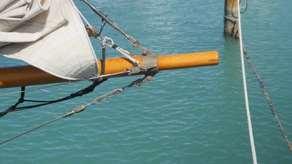 Detail of bow of antique, wooden Schooner. Key West, Florida.