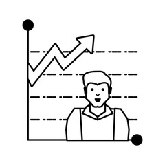 oil industry worker with statistics bars
