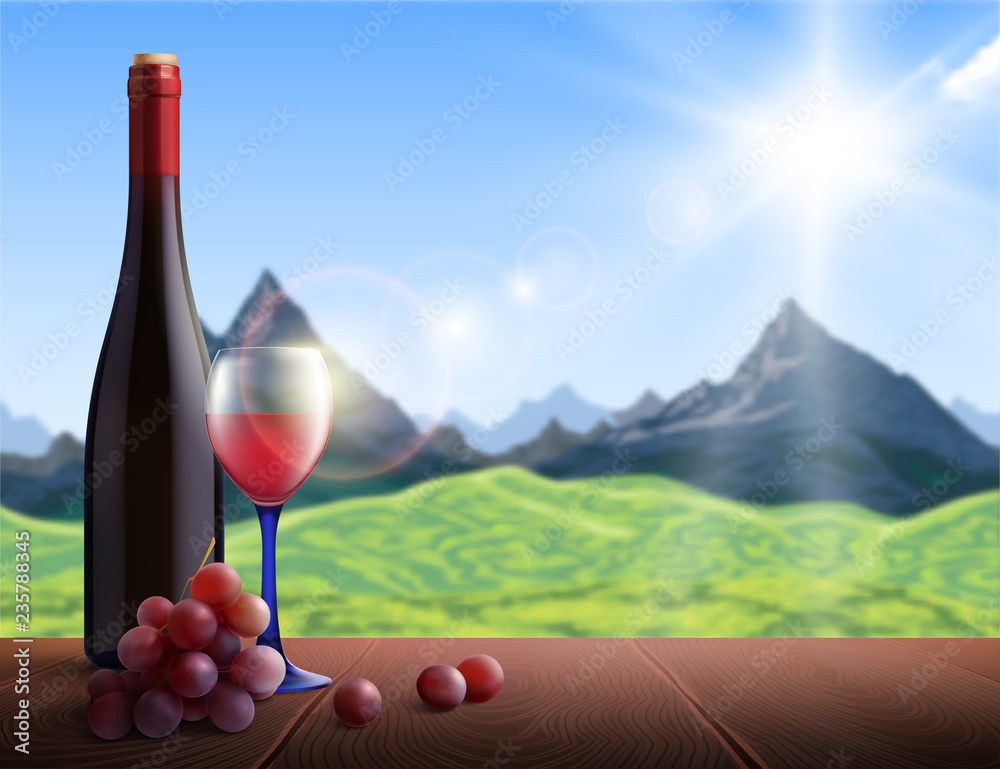 Sticker wine realistic background