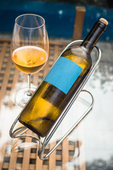 Wine white bottle glass table 